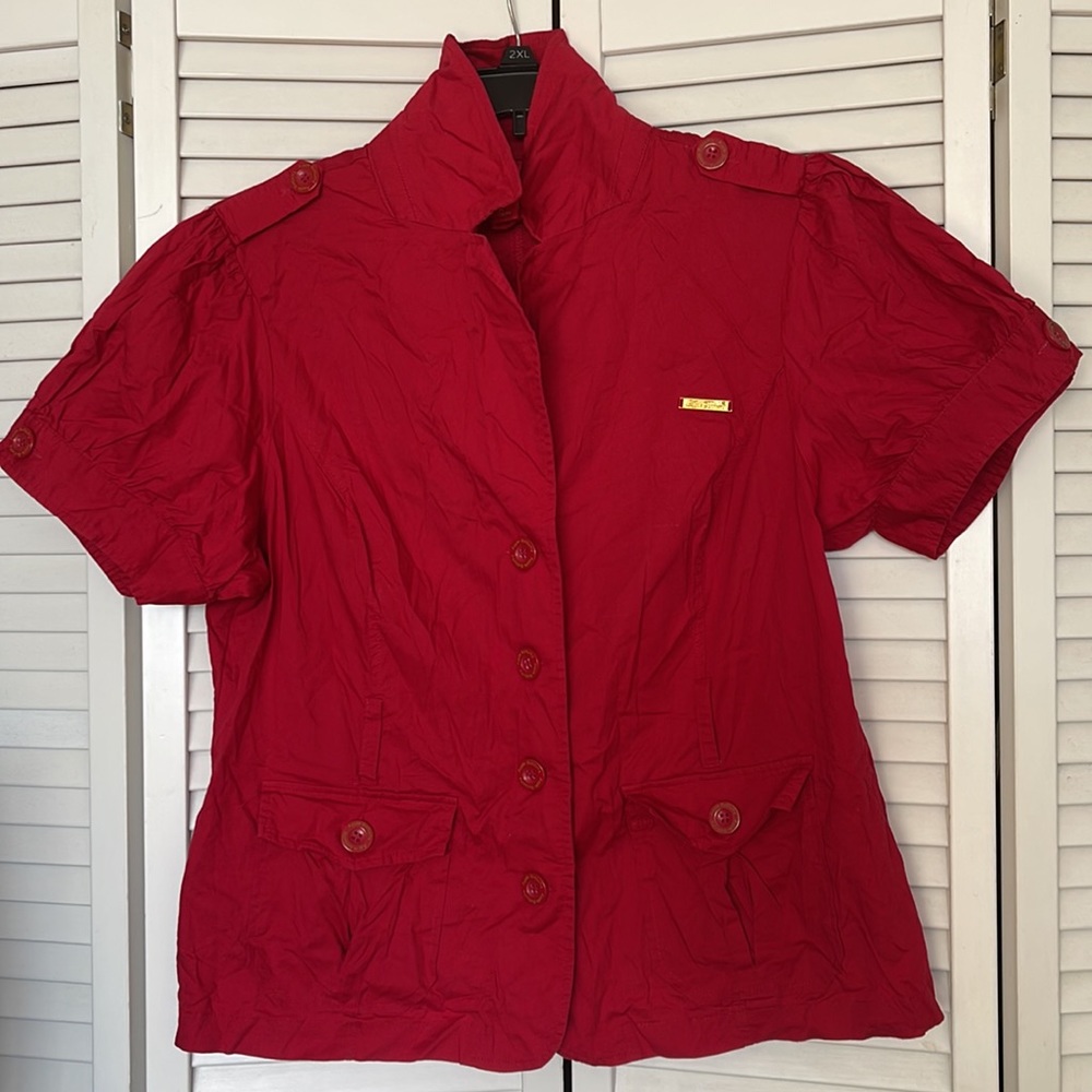 Vintage • Apple Bottoms Women Red button-down shirt 1X/TG